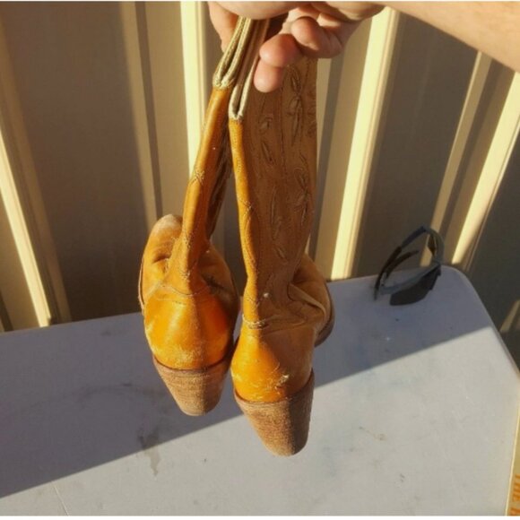 VTG DINGO ACME WOMEN'S TAN MARBLED LEATHER WESTERN sz6.5 COWBOY BOOTS RS 40402 - Picture 4 of 12